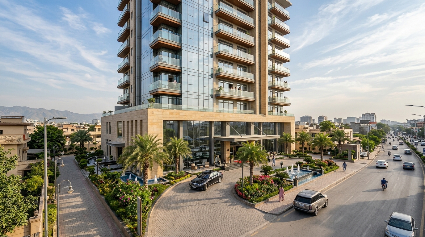 Saya Gold Heights exterior daylight architectural design in Peshawar